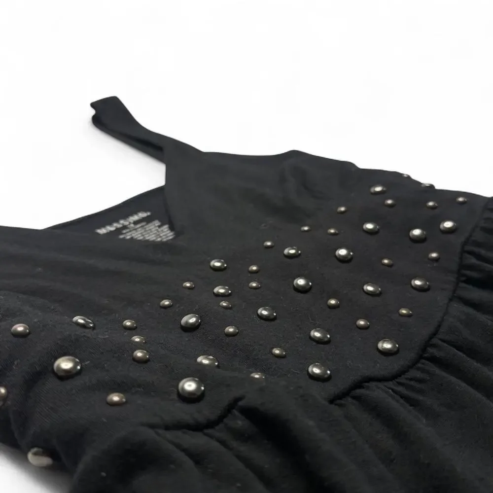 Y2K baby doll top with  Black Studded  detail Tank Top with Silver Studs Size 1X